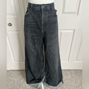 Agolde Black Washed Wide Leg Jeans